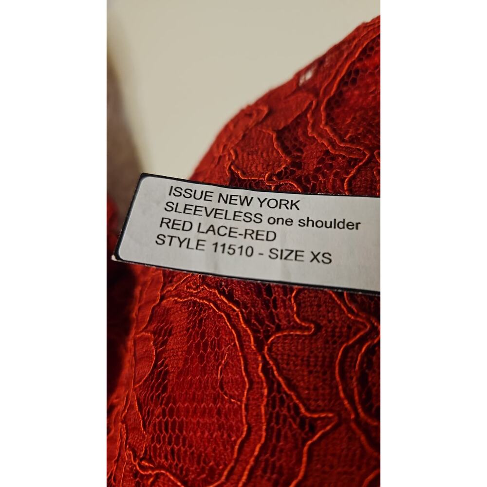 Issue New York One-Shoulder Red Lace Evening Gown XS - Picture 5 of 5